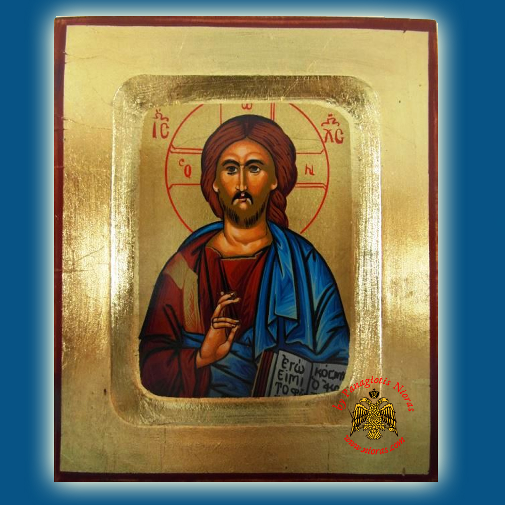 Christ The Light Giver Byzantine Wooden Icon on Canvas